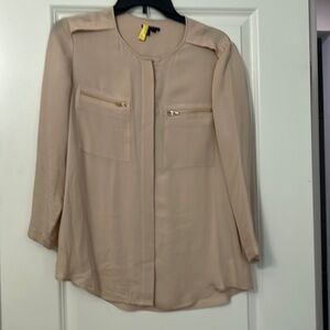 Beautiful crème silk long sleeve blouse